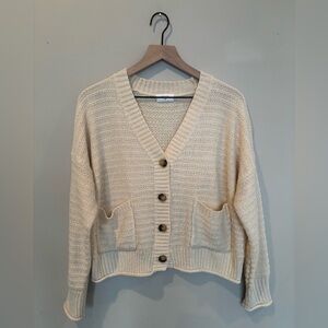 Elegant Cream Button-Up Women's Cardigan